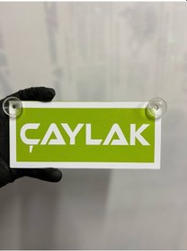 Resim Yeşil Renk Üzeri Beyaz Renk Çaylak Yazılı Vantuzlu Cam Süsü 