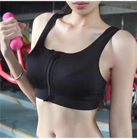 Resim Turuncu Büyük Boy Ön Fermuarlı Spor Sütyeni Darbeye Dayanıklı Nefes Alabilen Hİçbir Çelik Halka Koşu Atleti Yoga Spor İç Çamaşırı Kadın Turuncu 