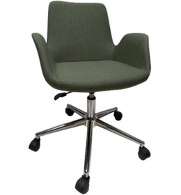 Resim Çalışma Koltuğu Büro Sandalyesi Yeşil Keten Kumaş 