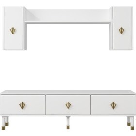 Resim 1369tv180dd-32 Tv Sehpası,tv Ünitesi Beyaz-altın Beyaz-altın 