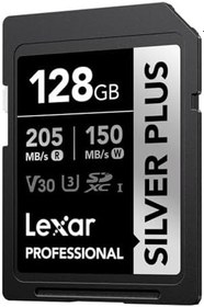 Resim Lexar Professional 128GB 205 MB/s Silver Plus SD Hafıza Kartı 