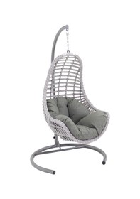 Resim Monalin Home Garden Roma Rattan El Örgüsü Balkon Teras Bahçe Salıncağı Açık Gri 