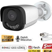 Resim J-TECH 4030 SESLİ 5MP SONY LENS Gece Gündüz Renkli Warm Light 1080P AHD Güvenlik Kamera 