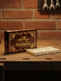 Resim moryconcept Ahşap Kutulu Domino Seti - Şık Tasarım | 20x12 cm | Dayanıklı Taşlar | Hediyelik Oyun Seti 