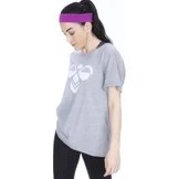 Resim Hummel Nare Kadın Gri Baskılı Bisiklet Yaka Tişört 