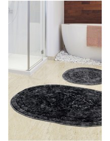 Resim Alanur Home Damaks Oval Cotton 2 Li Paspas Eskitme Antrasit 