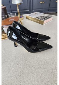 Resim 10 1401 Topukla Kadın Kadeh Topuklu Stiletto Siyah Rugan 