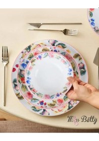Resim Miss Betty Rose Deluxe 24 Parça 6 Kişilik Porselen Yemek Takımı 16895-17 Çok Renkli 