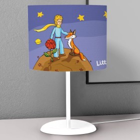 Resim instababyrooms Çocuk Tilki Gül Mavi ** Desenli Çocuk Odası Dijital Baskılı Çocuk Odası Masaüstü Abajur Avize 