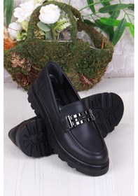 Resim Fort 35801 Siyah Cilt Toka Detaylı Rahat Loafer Kadın Ayakkabı Siyah 