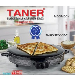 Resim 50 cm Elektrikli Katmer ve Gözleme Sacı, 2000W, Termostatlı, Dayanıklı Metalik Tasarım 