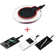 Resim Peaktop Evrensel Qi Kablosuz Şarj + Tip-c/mikro Usb Kablosuz Alıcı İphone Uyumlu Huawei Xiaomi Htc Oppo Vivo Asus 