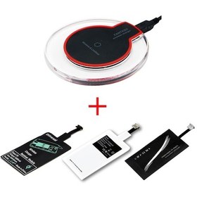 Resim Peaktop Evrensel Qi Kablosuz Şarj + Tip-c/mikro Usb Kablosuz Alıcı İphone Uyumlu Huawei Xiaomi Htc Oppo Vivo Asus 