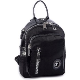 Resim Nas Bag Kadın Dönüştürülebilir Sırt Ve Omuz Çantası Şık Geniş Fermuarlı Çanta 24x31x14 Cm Siyah Simli Çok Renkli 