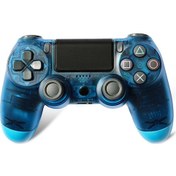 Resim Springsun Playstation 4 İçin Kablosuz Bluetooth Oyun Kolu - 6 Eksenli Jiroskop, 3.5mm Ses Jack Ve Işık Çubuğu - Şeffaf Mavi, Ergonomik Tasarım 