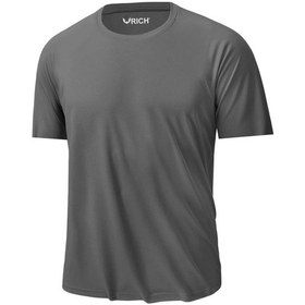 Resim Erkek %100 Pamuk Slim Fit Sporcu Tişört Basic Bisiklet Yaka Kısa Kollu T-shirt Gri 