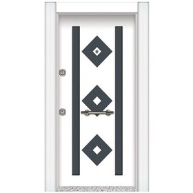 Resim Tez1582 Statik Kasa Beyaz Kabartma Model Çelik Kapı 