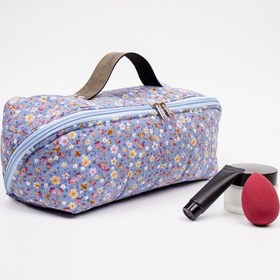 Resim Makyaj Çantası Çiçek Desenli Pamuk Kozmetik Çantası 