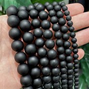 Resim Doğal Siyah Mat Yuvarlak Gevşek Boncuklar DIY Bileklik Küpe Aksesuarları Takı Yapımı İçin 4/6/8/10/12mm 15" İplik 