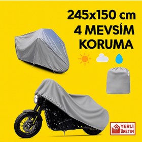 Resim Genel Markalar Kral Motor Kr-100-2 Lüx Kalite Kalın Miflonlu Premium 4 Mevsim Koruma Gri 245x150 cm 