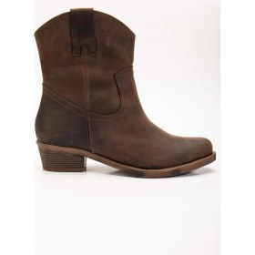 Resim Analin Shoes Crazy Deri Kadın Kovboy Bot - Kahve 