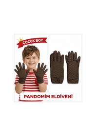 Resim Çocuk Boy Pandomim Eldiveni Beyaz Puantiyeli Kahve Renk Gösteri Eldiveni 23 Nisan Semeglbl - 86 19 Mayıs 