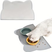 Resim 1 adet Kaymaz Silikon Pet Yemek Kabı Matı, Yükseltilmiş Kenarlar ile Su Geçirmez Kedi ve Köpek Besleme Matı, Çeşitli Kedi Irkları için Temiz Yemek Tasarımı, Besleme Matları 