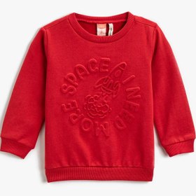 Resim Erkek Bebek Bisiklet Yaka Kabartmalı Sweatshirt Pamuklu 