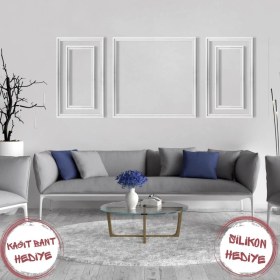 Resim Mismuka Poliüretan Boyanabilir Dekoratif Duvar Çıtası 5'li Paket 3 cm Motifli Beyaz Renk 