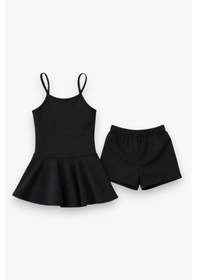 Resim My Kids Wear Kız Çocuk Garson Mayo Elbiseli Şortlu 2 Li Takım 12416 Siyah 