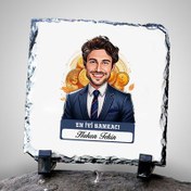 Resim Karikatürlü En Yakışıklı Bankacı Dekoratif Taş 