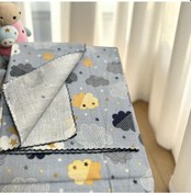 Resim Bulutlu Müslin Battaniye Mavi 