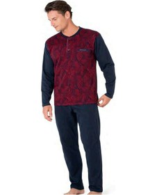 Resim Pierre Cardin 6111 Erkek Bordo Uzun Kollu Yakası Düğmeli Pijama Takım-bordo-l Çok Renkli 