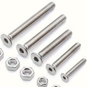 Resim M6-1.0 paslanmaz çelik düz altıgen kafa kapak vidaları, altıgen somunlu 304 (18-8) paslanmaz çelik tam dişli kapak, ev bakımı, DIY üretimi için kullanılır 