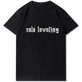 Resim Anime Solo Leveling Yazılı Siyah T-shirt Siyah 