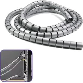 Resim Mcreative 1 mt x 16 mm Spiral Boru Kablo Kanalı Kablo Fiş Düzenleyici Toplayıcı Kordon Kablo Tutucu Gri (1 Adet) 