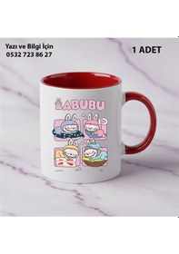 Resim Labubu Kaliteli Porselen İsim Yazılabilir Premium Hediyelik Baskılı Kupa Bardak Doğum Günü Hediyesi Kırmızı 