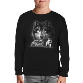 Resim Kurt Siyah Çocuk Sweatshirt 