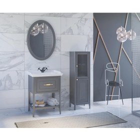 Resim Denko Öykü 65 Cm Antrasit Banyo Dolabı Takımı Ve Boy Dolabı Antrasit 