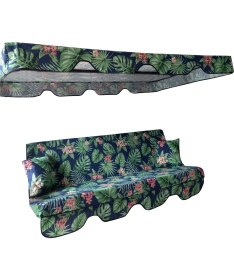 Resim Mor Minder Süngersiz Tenteli Salıncak Kumaş Seti 3kişilik 164X47 cm Süngersiz Yeşil Yaprak 