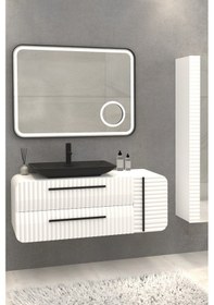 Resim Anemon 110 Cm Banyo Dolabi - Beyaz (Boy Dolap Dahil) Çok Renkli 