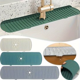 Resim 1 Adet Mutfak Silikon Musluk Matı, Büyük Lavabo Sıçrama Koruyucu Su Dalgası Tutucu Mat, Tezgah Koruyucu Banyo 