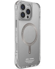 Resim İphone 16 Pro Skinarma Saido Prime Kılıf Magsafe Şarj Özellikli Şeffaf Airbag Tasarımlı Titanyum 