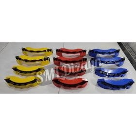 Resim Universal Şeritli Fren Kaliper Kapağı Seti - 4 Parça (Ön/Arka) 17-20 İnç Uyumlu - Kırmızı 