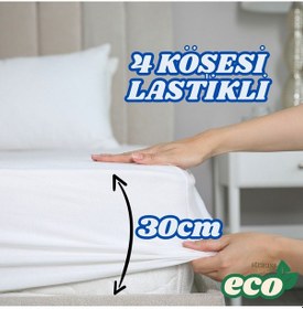 Resim Home Lastikli Alez Yatak Koruyucu Sıvı Geçirmez Fitted 4 Köşe Tek Çift Battal Boy Beyaz 