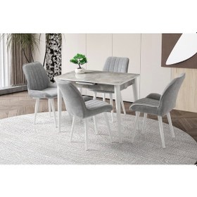 Resim Milano Rambla Ahşap Salon Yemek Masa Sandalye Takımı 4 Sandalyeli Ortadan Açılır Büyüyen 70x120cm 