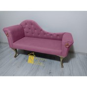 Resim Sepetten Evine Josefin Köşe Koltuğu 130 Cm, Gold Ayak, Josefin Puf Koltuk 