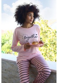 Resim Akbeniz Kadın Penye Uzun Kol Pijama Takım 4190 - 2xl Pembe 