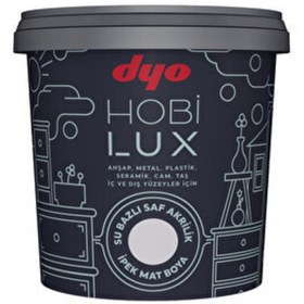 Resim Dyo Hobilux0.9lt Akrilik Ipek Mat Boya+hobilux Şefaf Vernik0.4lt+kestirme Fırça 2no+parmak Rulo Fırçaucu 