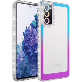 Resim TrendShopping Galaxy S20 Fe Kılıf Simli Ve Renk Geçiş Tasarımlı Lens Korumalı Park Kapak 